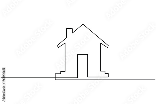 House continuous one line drawing minimalist style for real estate and home concept vector