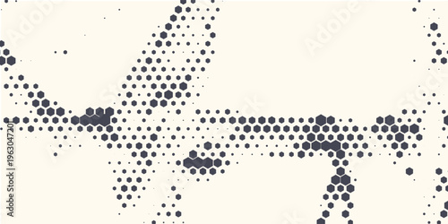 Hexagon Shapes Vector Abstract Geometric Technology Retrowave Sci-Fi Texture Isolated on Light Background. Halftone Hex Retro Simple Pattern. Eps10