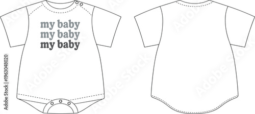 Simple Baby Onesie Design Featuring 'My Baby' Text, Cute Graphic Baby Clothing, Adorable Infant Apparel, Perfect for Baby Fashion or Baby Shower Gift Ideas