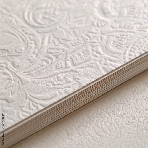 Macro Embossed Paper Texture with Elegant Stationery Edge and Custom Grain