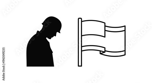 Flag, silhouette, protest, demonstration, activism, black icons isolated on White Background