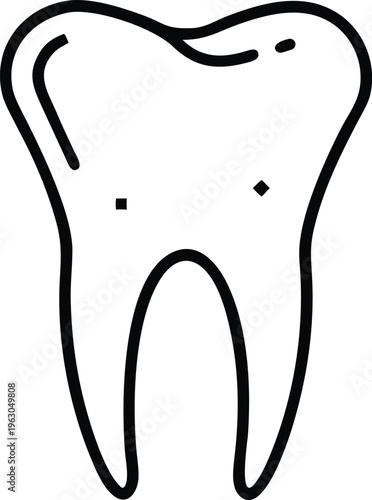 Simple line drawing of a human molar tooth isolated on white