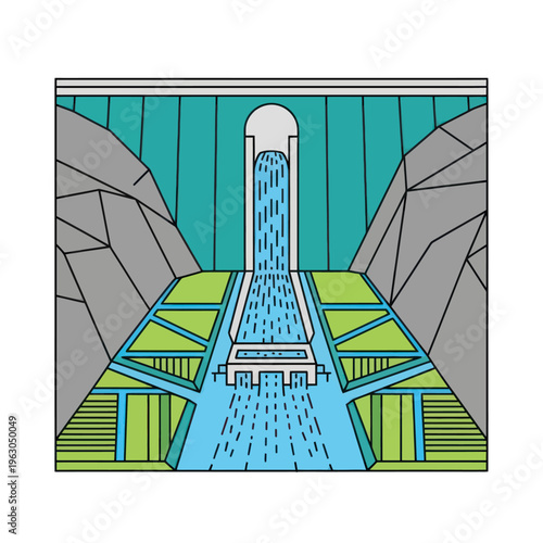 Dam Water Flow Hydroelectric Power Generation.