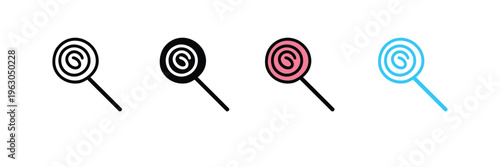 Sweet Lollipop Candy Icon for Confectionery, Party Celebration, and Dessert Shop. Symbol Vector Illustration.