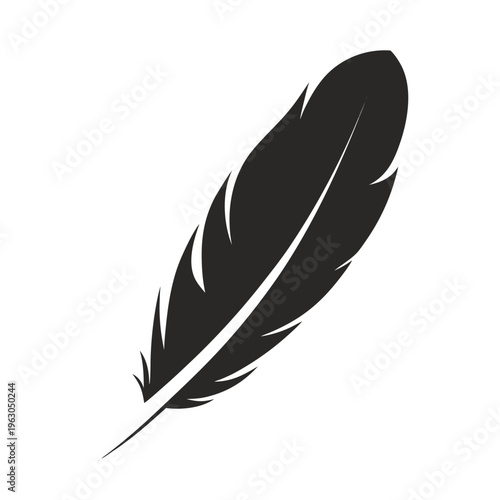 Elegant black feather illustration with a delicate flowing shape
