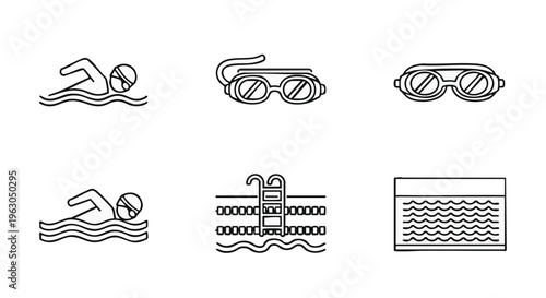 Swimming gear and pool icons