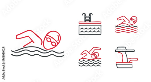 Set of simple swimming icons