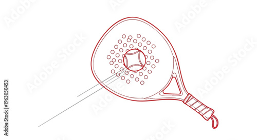 Red padel racket hitting ball