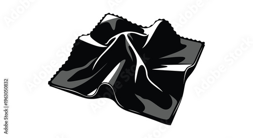 Dramatic draped fabric with flowing lines a bold black silhouette