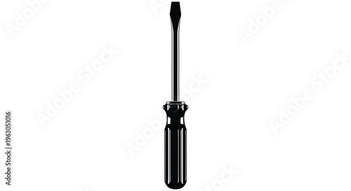 A black silhouette of a flathead screwdriver against a white background