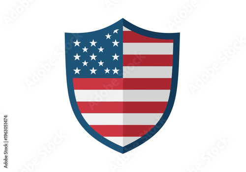 Shield emblem featuring the American flag design