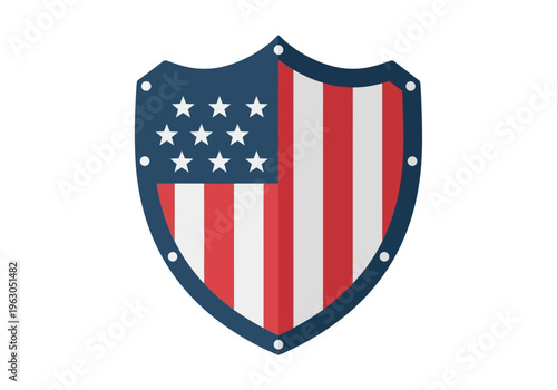 Shield with American flag design featuring stars and stripes border