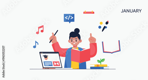 Woman Planning Tasks with Digital Devices.