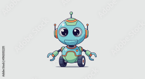 Cute Cartoon Robot Character Illustration 10.