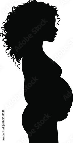 Pregnant woman silhouette, maternal health concept, motherhood profile illustration, family planning artwork, expecting mother design, prenatal care symbol, parenting journey graphic, pregnancy icon