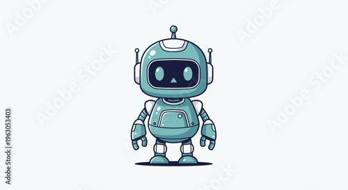 Cartoon Robot Character with Mechanical Design.