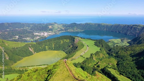 Sete Cidades, view from Boca Do Inferno Miradouro. Sao Miguel, Azores
