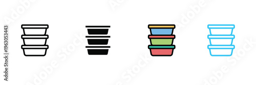 Stacked Food Container Icon for Kitchen Storage, Meal Prep, and Lunch Box Concept. Symbol Vector Illustration.