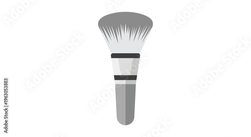 Makeup brush in simple gray and white color with black accents in flat design for beauty product