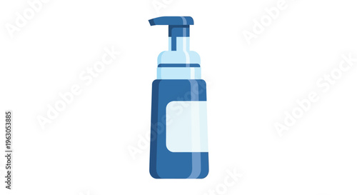 Blue hand sanitizer bottle in simple illustration for health and hygiene