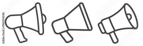 Megaphone communication message line speaker icon on transparent background