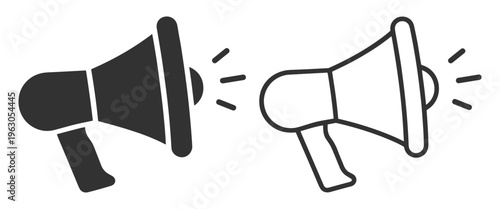 Megaphone communication message outline line icon on transparent background