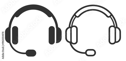 Headphones communication call music technology icon on transparent background