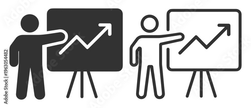Presentation people work business finance outline icon on transparent background