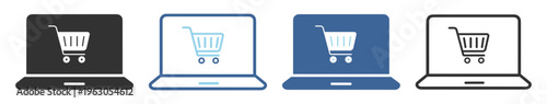 Laptop shopping buy retail commerce icon on transparent background