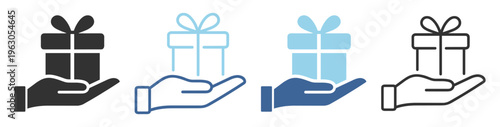 Gift commerce delivery outline flat icon on transparent background