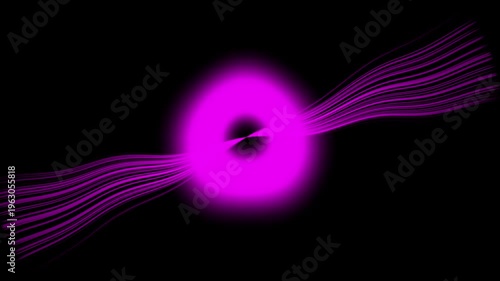 Purple Quasar Energy Animation, Abstract Black Hole with Radiant Pulsar Light Trails on Black