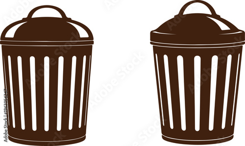  Black and white illustration of a waste bin