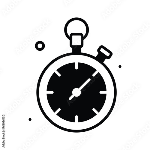 Well designed glyph icon showing stopwatch time tracking concept