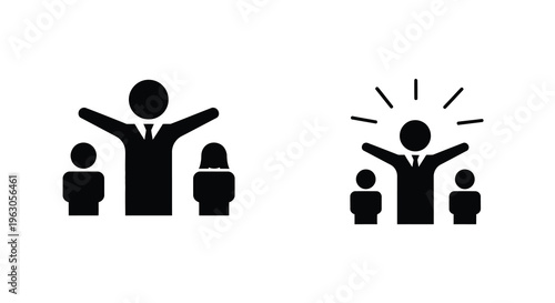 Black silhouettes of people with raised arms a celebratory scene silhouette