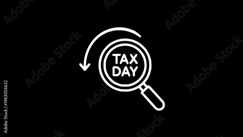 Tax Day Review Magnifier with Curved Arrow Outline Icon