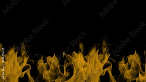 Seamless Looping Fire Flames on Black Background, Realistic Burning Fire Border Animation
