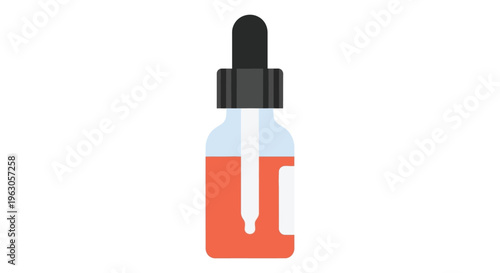 Glass dropper bottle with orange liquid in minimalist style for medical or skincare product advertising