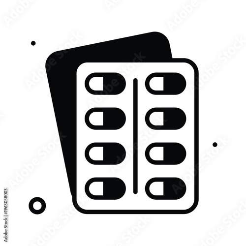 Premium glyph icon showing medicine blister pack pills packaging