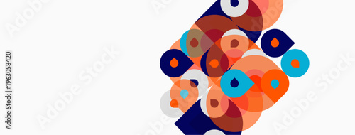 Abstract colorful overlapping circles. Modern design, vibrant hues, simple shapes create dynamic composition. Clean background enhances visual impact.