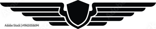 Shield with wings icon symbol logo graphic design element isolated on transparent background