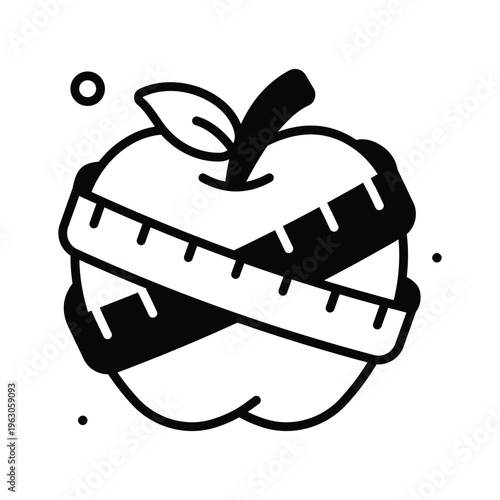 Visually appealing glyph icon representing diet and healthy eating