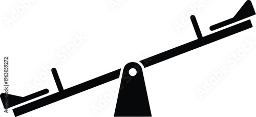 A simple black seesaw or teeter totter on transparent background for balance concept