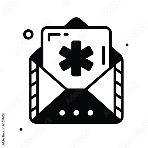 Visually engaging glyph icon showing medical mail healthcare communication