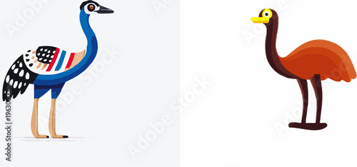 Emu in an American Flag Shirt Standing Tall