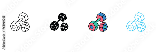 Steel Nuts and Bolt Icon for Industrial Hardware, Mechanical Engineering, and Construction Fasteners. Symbol Vector Illustration.