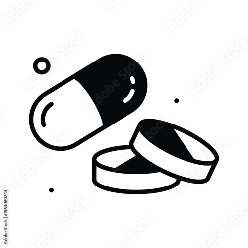 Easy to edit glyph icon showing drugs medicine pills treatment