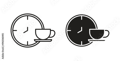Coffee time icon in black color. Vector icons on white background