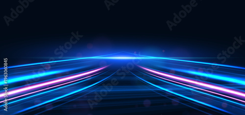 High speed muticolor diagonal lines on dark blue background.