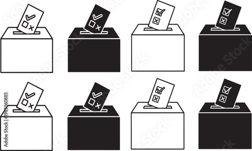 Voting ballot boxes with marked and unmarked ballots