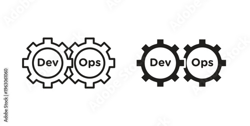 Dev ops icon in black color. Vector icons on white background